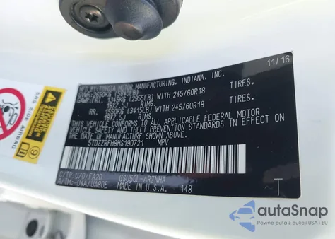 2017 Toyota Highlander Le Plus из США, поврежденный, VIN 5TDZZRFH8HS190721